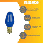 Sunlite 01053 7C7 Incandescent Bulb, 7 Watt, Candelabra E12 Base, C7 Small Night Light, Colored Bulb, Blue, 12 Count