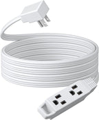 DEWENWILS 15FT Flat Plug Extension Cord, 3 Prong Ultra Thin Power Strip, 13A/125V/1625W, 16/3 Awg Grounded Flat Power Cable for Indoor Narrow Space, SPT-3 Cord, ETL Listed, White
