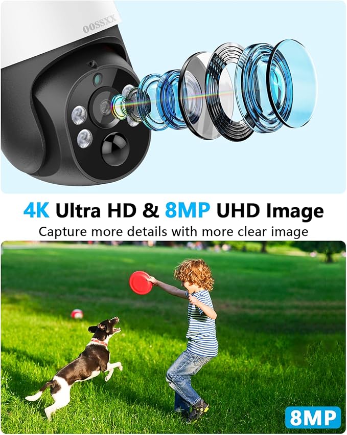 (Auto Tracking) 4K 2-Way Audio PTZ PoE Outdoor Wired Security Cameras System Home Wired Cameras Video Surveillance DVR Recorder System