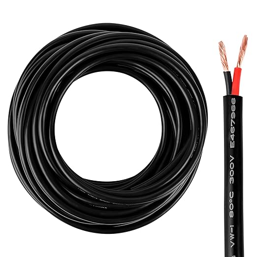 14 Gauge Wire 2 Conductor 14 AWG Electrical Wire Stranded PVC Cord Oxygen-Free Copper Cable 26FT Pure Copper Flexible Cable Wire Cord for LED Lamp Lighting Strips Automotive… (14AWG-2C, 26FT)
