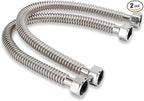 Stainless Steel Corrugated Water Heater Connector, 18-Inch, 3/4" FIP* 3/4" FIP hot and cold Corrugated Water flexible hose, Leak-Proof, 10-Year Warranty, 2-pack