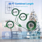 K KASONIC - 40 FT Halloween Lights Outdoor Extension Cord 1 to 3 Splitter, 3 Prong Outlets Plugs, 16AWG/3C SJTW Weatherproof Wire for Holiday Decoration Light, ETL Listed, Green