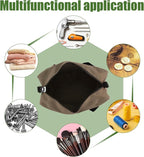 Small Tool Bag,Close Top Wide Mouth Tool Organizer Bag,Large Capacity Tool Bags for Men,Canvas Tool Storage Bag for Storage Handbag for Screwdrivers,Wrench,Pliers Hand Tools (Khaki, 18 Inch)