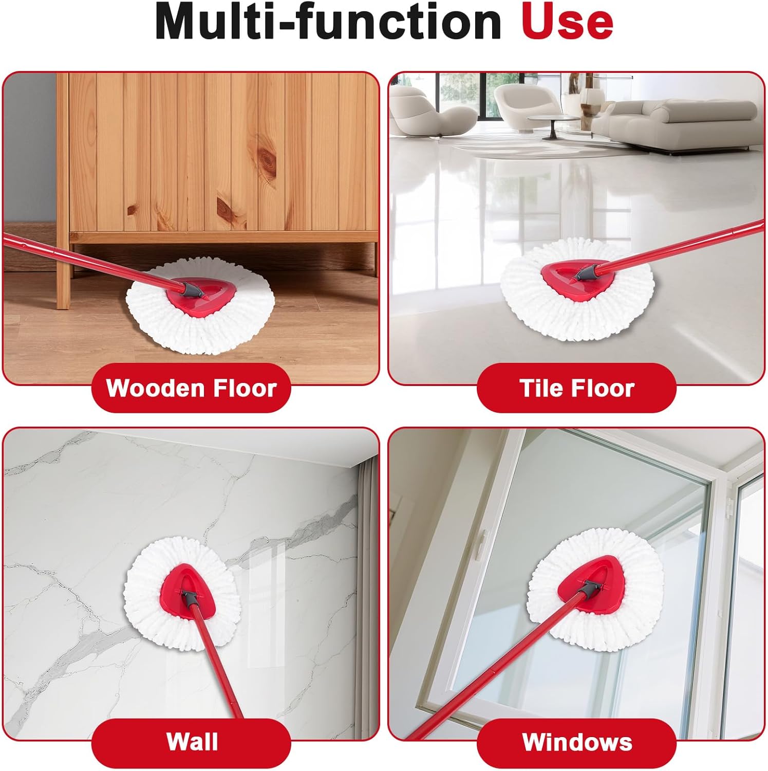 3 Pack Spin Mop Replacement Head Mop Refill Compatible with Ocedar Triangle Swivel Mops Microfiber Swivel Mop Refill,Deep Clean,Machine Washable and Easy to Replace