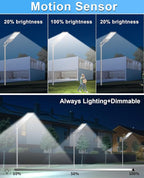 JAYNLT X-12000W Solar Street Lights,6500K Commercial Parking Lot Light Dusk to Dawn,IP68 Waterproof Flood Security Street Lights Motion Sensor for PlayCourt,Farm