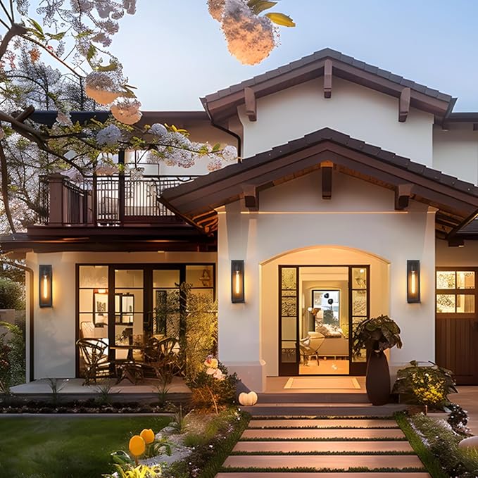 Brown Large Exterior Lighting Fixtures 2Pack, 16'' Waterproof Front Porch Lights Outdoor Wall Sconces, Outdoor Garage Lighting Fixtures Wall Mount for House Coach Carriage Lights Exterior