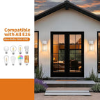 2 Pack White Exterior Lighting Fixtures Wall Mount, Outside Front Porch Lights for House, Outdoor Lantern Lamp, Waterproof Wall Sconce Lights, Coach Light for Garage Entryway