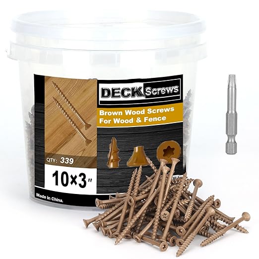Deck Screws #10 x 3’’, T25 Star Torx Drive Flat Head Wood Screws, Brown, 5lb