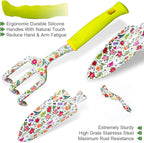 Garden Tool Set 9 Piece Heavy Duty Aluminum Gardening Hand Tools Kit Cute Gardening Supplies with Non-Slip Rubber Grip Gift for Women/Parent