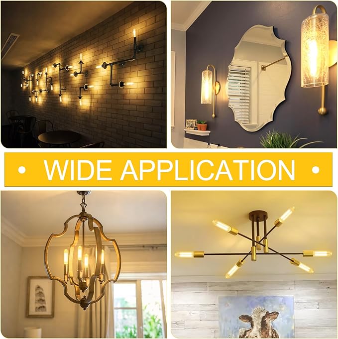 Tubular Light Bulb,T10 E26 LED Bulb Dimmable 2700K Warm White, 6W, 60 watt Equivalent, e26 Edison Bulbs for Chandeliers, Ceiling Fan, 90+CRI 600LM, 6 Pack