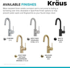 KRAUS Oletto Single Handle Kitchen Bar Faucet with QuickDock Top Mount Assembly in Brushed Brass, KPF-2600BB