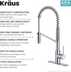 KRAUS Oletto Commercial Style Single Handle Pull Down Kitchen Faucet with QuickDock Top Mount Installation Assembly in Chrome, KPF-2631CH