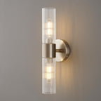 Bathroom Light Fixtures 2-Light, Modern Vanity Light for Bathroom, Wall Sconce, Bath Light with Glass Rods Shades for Mirror Bedroom Hallway (Brushed Nickel)
