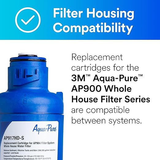 3M Aqua-Pure AP917HD-S Genuine Whole House Sanitary Quick Change Replacement Water Filter for AP904 System, Reduces Sediment, Chlorine Taste and Odor, and Scale