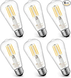 MASTERY MART 6 Pack Vintage Edison Bulbs, E26 Led Bulb 5.5W Equivalent to 60W, Dimmable, 4000K Cool White, High Brightness Antique ST19, Clear Glass
