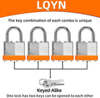 Padlocks with Same Key, LQYN 6 Pcs Laminated Keyed Padlock (1-9/16", 40mm), Keyed Alike Locks, Normal Shackle, for Storage Locker, Hasp Latch, Toolbox, Sheds