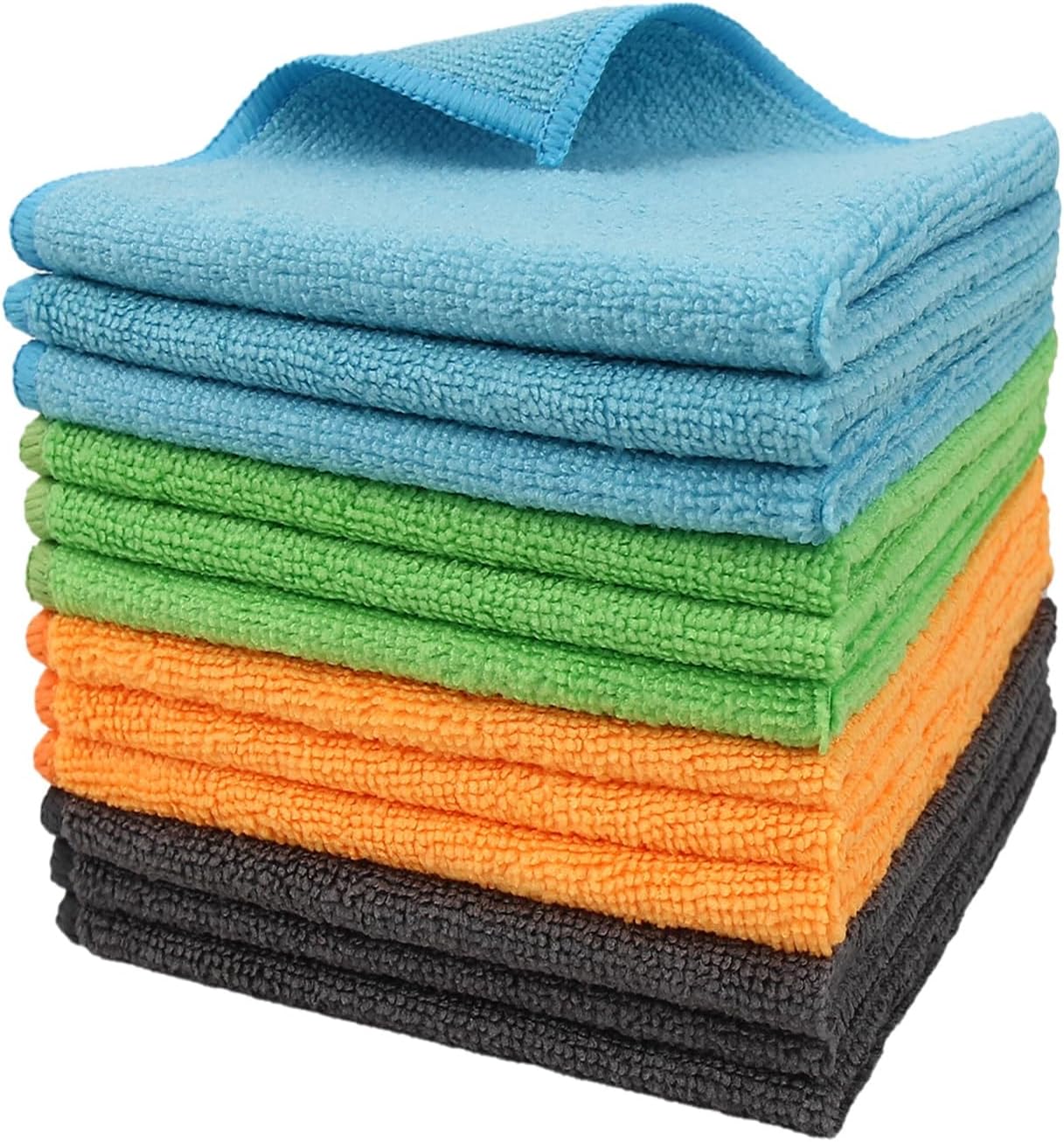 Tricol Clean 12 Pack Microfiber Cleaning Cloth 11.8x11.8inch - Streak-Free, Reusable Wipes for Glass, Kitchen, Car, Dusting - Absorbent & Lint-Free (Mixed 4 Colors, 12 x 12 in)
