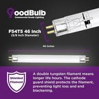 GoodBulb F54T5/865/ECO 54W 46 Inch T5 Fluorescent Light Bulb 6500K Daylight White Color, Medium Bi-Pin Base 4950 Lumens 85 CRI 36000 Life Hours Instant/Programmed Start 40 Bulbs Pack