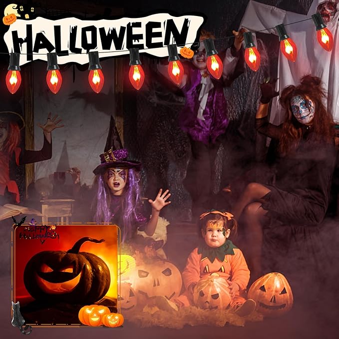 SUNSGNE C7 Flicker Flame Light Bulbs, 1 Watt Clear Chandelier Flickering Decorative Bulb Halloween Christmas Party Indoor Outdoor Decorations with Orange Glow, E12 Candelabra Base, 25 Pack