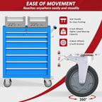 7 Drawers Rolling Tool Chest with Wheels, Portable Rolling Tool Boxes with Wheels, Tool Box Storage Cabinet with Locking System for Garage (Blue, 7 Drawers)