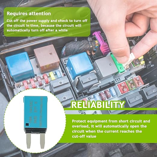 15A DC 12V-14V Auto Reset Circuit Breaker ATM Low Profile T1 Mini Blade Fuses Breakers for Car Trucks Marine Boat RV Solar and More,2 Pack