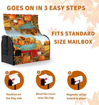 Fall Pumpkins Mailbox Covers Magnetic Standard Size 21 X 18 Inch Autumn Harvest Sunflower Mailbox Wraps Cover Farmhouse Seasonal Letterbox Covers for Garden Yard Outdoor Decor
