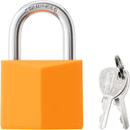 6-Pack Keyed Alike Locks, Orange Covered Brass Keyed Padlock with Stainless Steel Shackle, 1-9/16 Inch Lock Body, Rustproof Locks for Luggage Gate Fence Hasp Cabinet Toolbox Gym School Locker