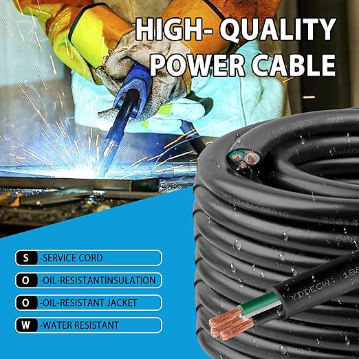 150ft 18/3 18 AWG Portable Power Cable (3 Conductor) - SOOW 600V 18 Gauge Electric Wire for Motor Leads, Portable Lights, Battery Chargers and Machinery - 3 Conductor - 150 Feet Electrical Cord