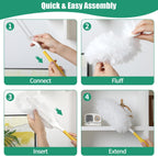 60 Count Electrostatic Duster Refills Compatible with Swiffer Duster, Multi-Surface Dusting Refills, Microfibre Feather Dusters for Cleaning, White Unscented
