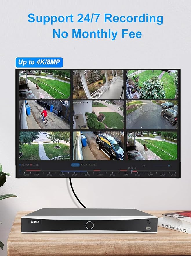 Anpviz 12MP NVR 32 Channel PoE Security Camera System, 32CH H.265+ NVR with 8TB HDD and 16 Ports PoE Switch, 24pcs 4K 8MP IP Cameras with Smart Color Night Vision, Business Surveillance, 24 Cables