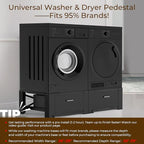 SKM 2-Pack 29" Washer & Dryer Pedestal Stand with Storage Drawer | Heavy-Duty Steel, 700LB Capacity | 14.3" Ergonomic Height, Black