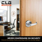 CLG HARDWARE Commercial Lever Door Lock - Heavy-Duty Locking Door Handle, Designer Door Handles, Cylindrical Lever Lock, Non-Handed Grade 2 Industrial Door Handle, 26D Satin Chrome, Storeroom Function