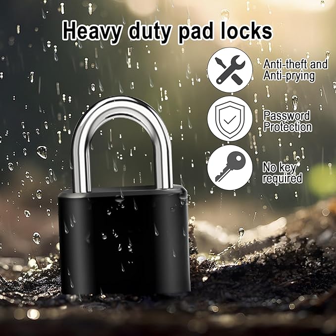 4pcs Combination Lock, 4-Digit Heavy Duty Combo Lock, Combination Padlock Outdoor Waterproof Gate Locks for Outdoor Fence, Locker, Sheds, Gym, Gate Hasps (4pcs, Short Shackle)