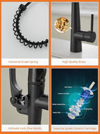 Matte Black Kitchen Faucet with Sprayer,AIMADI Commercial Single Handle One Hole Pull Down Sprayer Kitchen Faucets