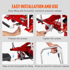 VEVOR Hydraulic Lift Table Cart, 500lbs Capacity 28.5" Lifting Height, Manual Single Scissor Lift Table with 4 Wheels and Non-Slip Pad, Hydraulic Scissor Cart for Material Handling, Red