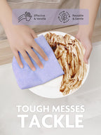 Fantasticlean Microfiber Cleaning Cloth Roll -40 Pack, Tear Away Microfiber Towels, 12" x 12", Reusable, Washable, Scratch Free, Ultra Absorbent for Car, Home Supplies, Pet, Kitchen (Lavender)