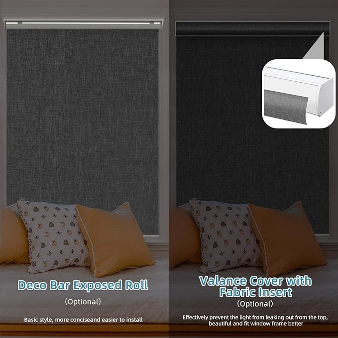 SmartWings Motorized Smart Blinds with Remote, Automatic Blackout Roller Shade Work with Alexa Homekit Thread Google Z-Wave, Electric Blind for Window, Custom Width Up to 110" W,Bouvardia Medium Grey