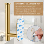 Toilet Paper Holder,Gold,Wall Mount, Upgraded Adhesive Toilet Roll Holder,no Drilling,Bathroom/Rv/Washroom,SUS 304 Stainless Steel,Rustproof (Gold, 2 Pieces)