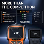 (Upgraded of NT301)FOXWELL NT301 Plus 2-in-1 OBD2 Scanner Battery Tester, Professional Check Engine Code Reader Car Diagnostic Tool, 12V 100-1100CCA Cranking Charging Analyzer for 1996+ Newer Vehicle