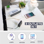 Iron Forge Cable 2 Pack 8 ft Flat Plug White Extension Cord with 3 Outlets - 16/3 SJTW 3 Prong Indoor Extension Cord with Multiple Outlets