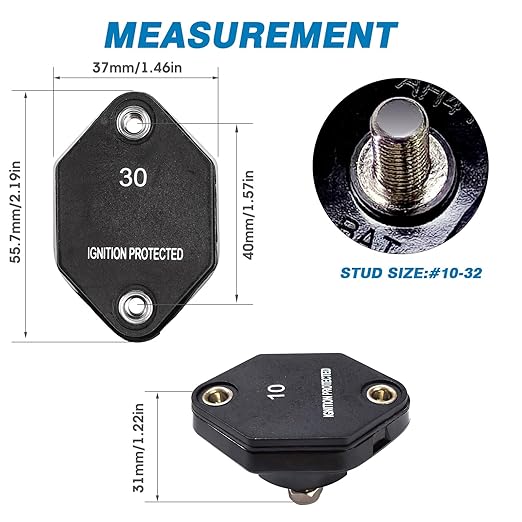 GLOSO Circuit Breaker Car Truck RV Automotive Marine Boat 51 Series T1 Auto Reset Mini Panel Mount #10-32 Threaded Stud w/Nylock 32Vdc (30A)
