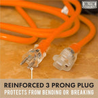 12 Gauge Extension Cord 100 ft, 12/3 SJTW 100 Foot Heavy Duty 3 Prong, Weatherproof Outdoor Power Cord Orange 15 Amp, Great for Major Appliances