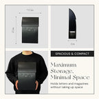 NACH Mailboxes for Outside Wall Mount, 15 x 10 x 4 inches, Black Wall Mounted Mailbox and Newspaper Holder, Waterproof Mailbox for Door - The Milano Mailbox