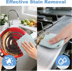 10pcs New Upgrade 2-Layer Microfiber Wire Dishcloth,Non-Scratch Wire Dishwashing Rags for Wet and Dry,Metal Scrubbers, Kitchen Miracle Cleaning Dish Rags for Cookware,Sinks, Dishes,Stove,Blue