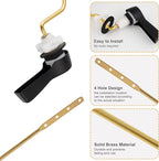 Hibbent 2 Pack Universal Side Mount Toilet Handle Angle-Mount Adjustable Tank Flush Lever Replacement Handle with 2 Pieces Stainless Steel Flapper Chains for Most Side Mount Toilets-Matte Black