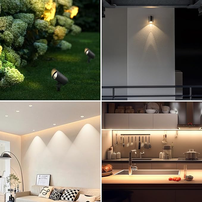 MR16 Halogen Light Bulb 2 pin 35W 12V, GU5.3 Base for Landscape Lights, Track Lights, Fiber Optics, Desk Lamps, 2700K Warm White Dimmable, 6 Pack