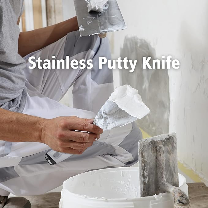 Mister Rui 4 Inch Small Metal Putty Knife Scraper Tool for Wood, Stainless Steel Paint Scraper with Hammer End