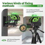 Huepar Self Leveling Green Laser Level Cross Line with 2 Plumb Dots Laser Tool -360 Horizontal Line Plus Large Fan Angle of Vertical Beam -Li-ion Battery with Type-C Charging Port&Magnetic Base 7211CG