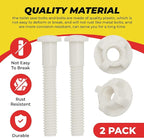 Qualihome Plastic Toilet Seat Screws Replacement - Durable Toilet Nuts - Bolts for Toilet - Toilet Screw Plastic Hardware - Easy Install for Toilet Lid