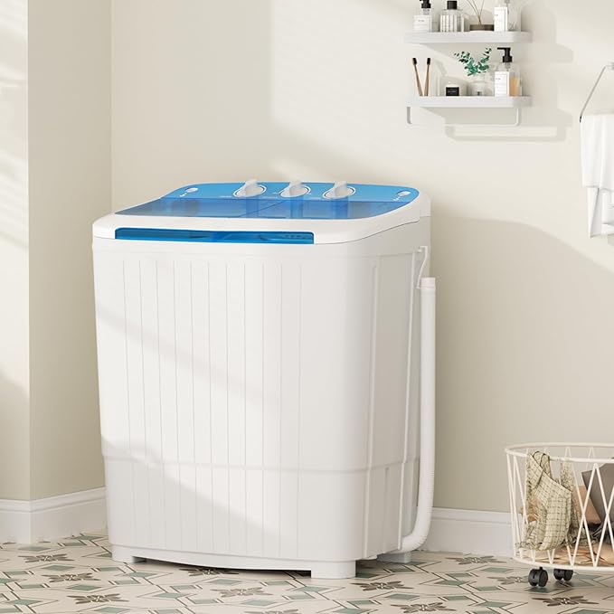 Superday Portable Washing Machine, 17.6lbs Mini Compact Twin Tub Washing Machine Laundry Compact Washer spinner Combo, Portable Washer Dryer Combo for Home/Apartment/Dorms/RV(Blue)